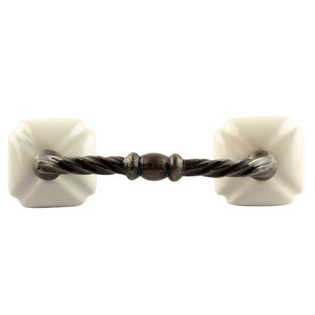 Cream Square Ceramic Cut Bridge Handle